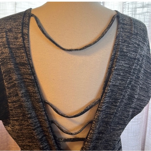 Monk and Lou Scoop Neck Back Straps Knit Dress Heather Grey - Picture 6 of 11